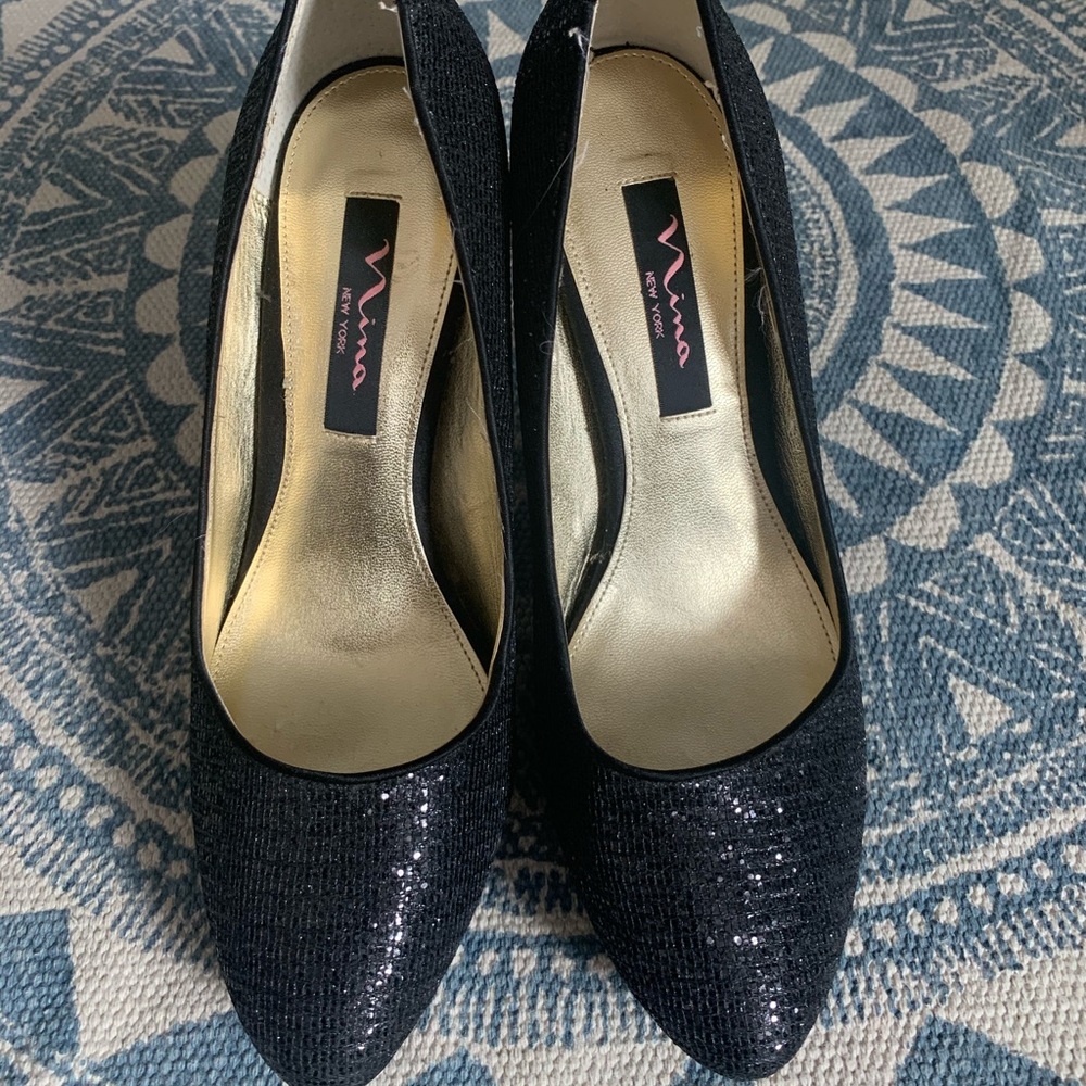 Nina sparkly black heels